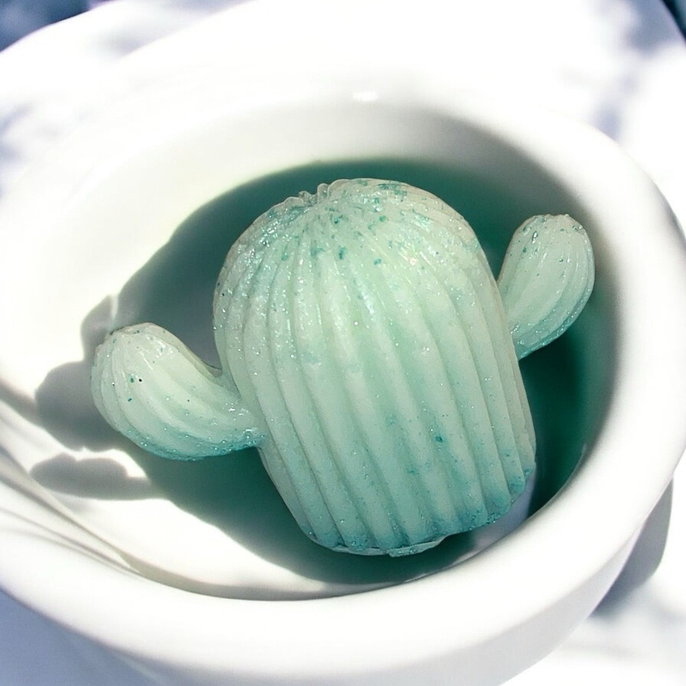 Strawberry soap handmade Green Cactus 2x2in 4oz - Picture 2 of 3